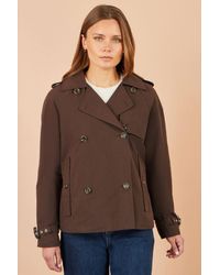 Yumi' - Cropped Trench Coat With Check Lining - Lyst