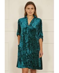 Yumi' - Velvet Tunic Dress With 3/4 Sleeves - Lyst