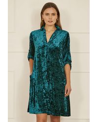 Yumi' - Velvet Tunic Dress With 3/4 Sleeves - Lyst