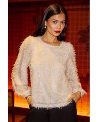 Yumi' - Hanging Sequin Long Sleeve Top - Lyst