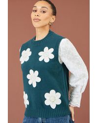 Yumi' - Flower Appliqué Knit Tank - Lyst