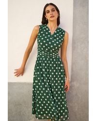 Yumi' - Polka Dot Mesh Wrap Skater Dress With Pockets - Lyst