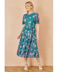 Yumi' - Mesh Skater Floral Midi Dress - Lyst