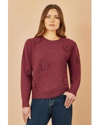 Yumi' - Knitted Jumper With Crochet Flowers - Lyst