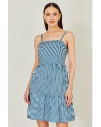 Yumi' - Stripe Cotton Mini Sun Dress - Lyst
