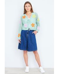 Yumi' - Denim Wide Leg Shorts - Lyst