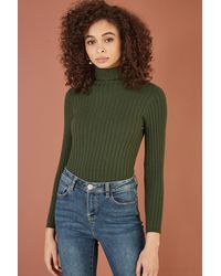 Yumi' - Ribbed Knit Roll Neck Jumper - Lyst