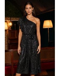 Yumi' - Sequin One Shoulder Midi Dress - Lyst