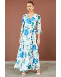 Yumi' - Floral Maxi Wrap Dress - Lyst