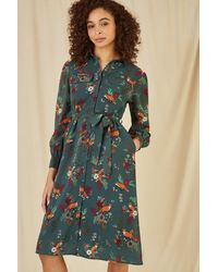 Yumi' - Recycled Fox Print Shirt Midi Dress - Lyst