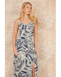 Yumi' - Leaf Print Maxi Dress With Cross Back - Lyst