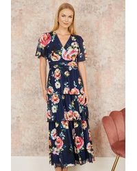Yumi' - Floral Mesh Tiered Maxi Dress - Lyst