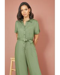 Yumi' - Twill Viscose Utility Jumpsuit - Lyst
