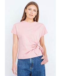 Yumi' - Cotton Jersey Top With Knot Detail - Lyst