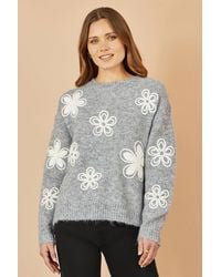 Yumi' - Relaxed Jumper With Crochet Flowers - Lyst