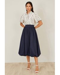 Yumi' - Satin Bubble Hem Midi Skirt - Lyst