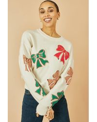 Yumi' - Sequinned Bow Relaxed Fit Jumper - Lyst
