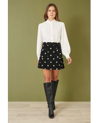 Yumi' - Corduroy Embroidered Daisy Mini Skirt - Lyst