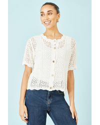 Yumi' - Crochet Short Sleeve Cardigan - Lyst