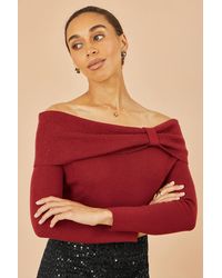 Yumi' - Sparkle Bardot Jumper With Diamante Detail - Lyst