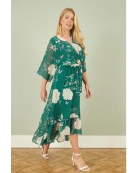 Yumi' - Bird And Floral Print Midi Wrap Dress - Lyst