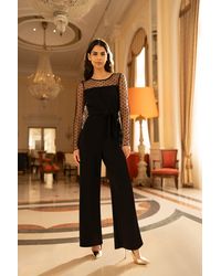 Yumi' - Spot Mesh Stretch Jumpsuit - Lyst