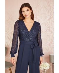 Yumi' - Sequin Jumpsuit With Long Sleeves - Lyst
