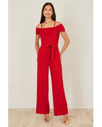 Yumi' - Stretch Bardot Jumpsuit - Lyst