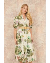 Yumi' - Cotton Broderie Anglaise Midi Shirt Dress - Lyst
