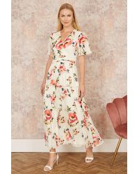 Yumi' - Ivory Floral Mesh Tiered Maxi Dress - Lyst