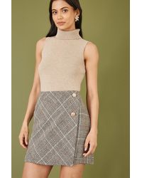 Yumi' - Oatmeal Knitted Roll Neck Sleeveless Jumper - Lyst