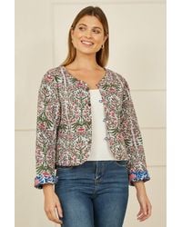 Yumi' - Floral Reversible Cotton Quilted Jacket - Lyst