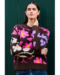 Yumi' - Multicolour Floral Intarsia Relaxed Fit Jumper - Lyst