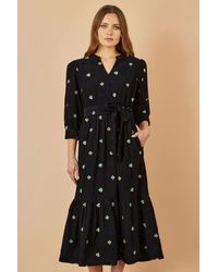 Yumi' - Flower Embroidery Midi Cord Dress - Lyst