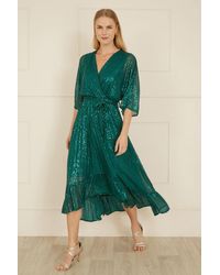 Yumi' - Sequin Kimono Midi Wrap Dress - Lyst