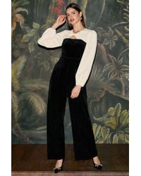 Yumi' - Tuxedo Style Velvet Jumpsuit - Lyst