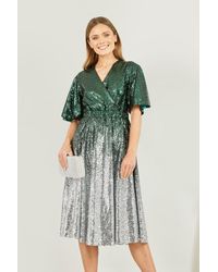 Yumi' - And Ombre Sequin Midi Wrap Dress - Lyst