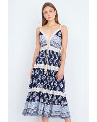 Yumi' - Viscose Paisley Print Midi Sun Dress - Lyst