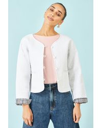 Yumi' - Gingham Reversible Cotton Quilted Cropped Jacket - Lyst