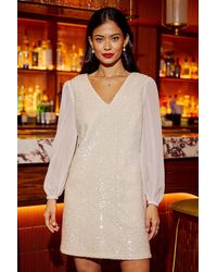 Yumi' - Sequin Tunic With Tie Back And Sheer Sleeves - Lyst