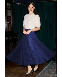Yumi' - Diamonte Tulle Midi Skirt - Lyst