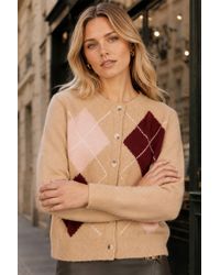 Yumi' - Argyll Knitted Cardigan - Lyst