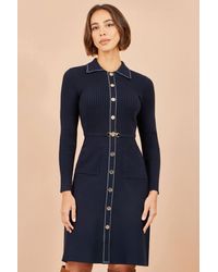 Yumi' - Rib Knit Skater Shirt Dress - Lyst