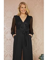 Yumi' - Sequin Jumpsuit With Long Sleeves - Lyst