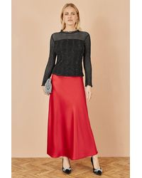 Yumi' - Satin Midi Skirt - Lyst