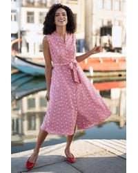 Yumi' - Broderie Anglaise Embroidered Sleeveless Shirt Dress - Lyst