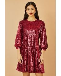 Yumi' - Sequin Tunic Dress With Balloon Sleeves - Lyst