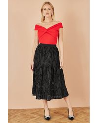 Yumi' - Mesh Applique Sequin Midi Skirt - Lyst