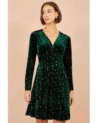 Yumi' - Velvet Skater Dress With Foil Star Print - Lyst