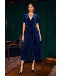Yumi' - Velvet Midi Dress - Lyst